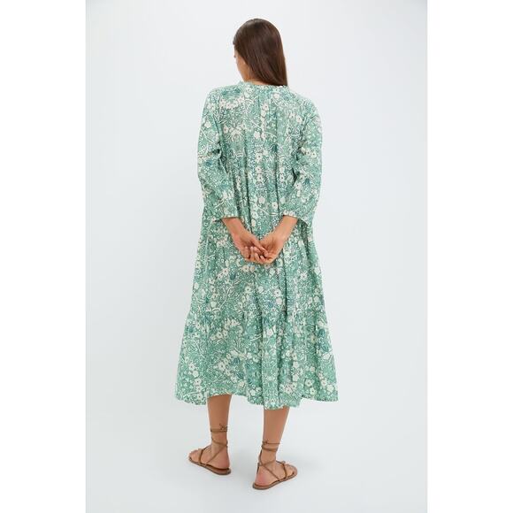 TUCKERNUCK BEACH Misty Jade Blossom Long Sleeve Salty Paloma Caftan Size L NWT - Picture 2 of 6